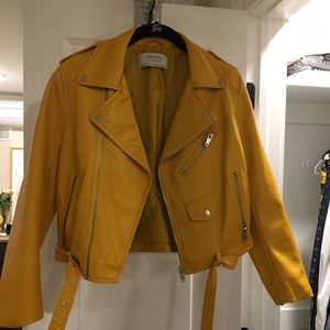 Zara yellow faux leather jacket